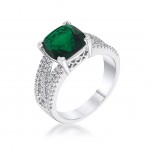 3ct Criss-Cross Emerald CZ Engagement Ring